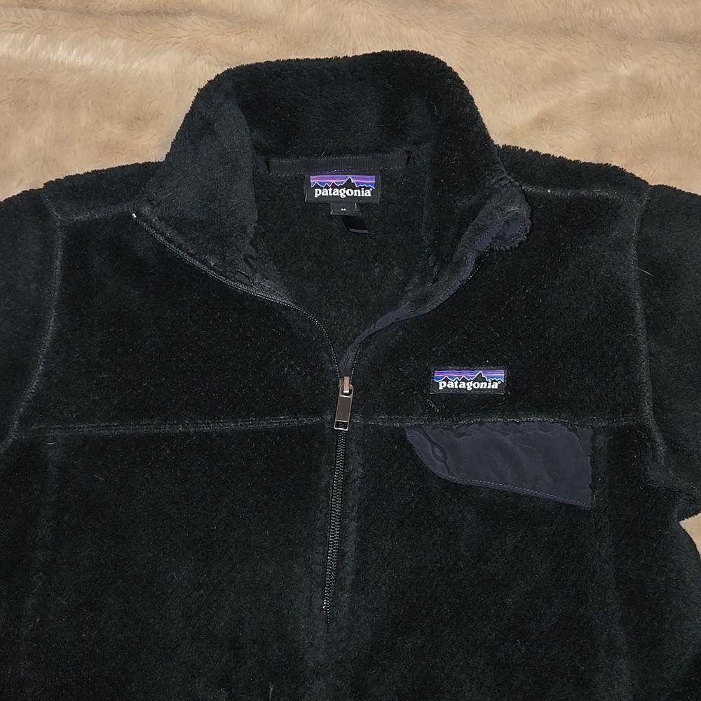 PATAGONIA RETOOL FULL ZIP BLACK FLEECE JACKET, SIZE MEDIUM